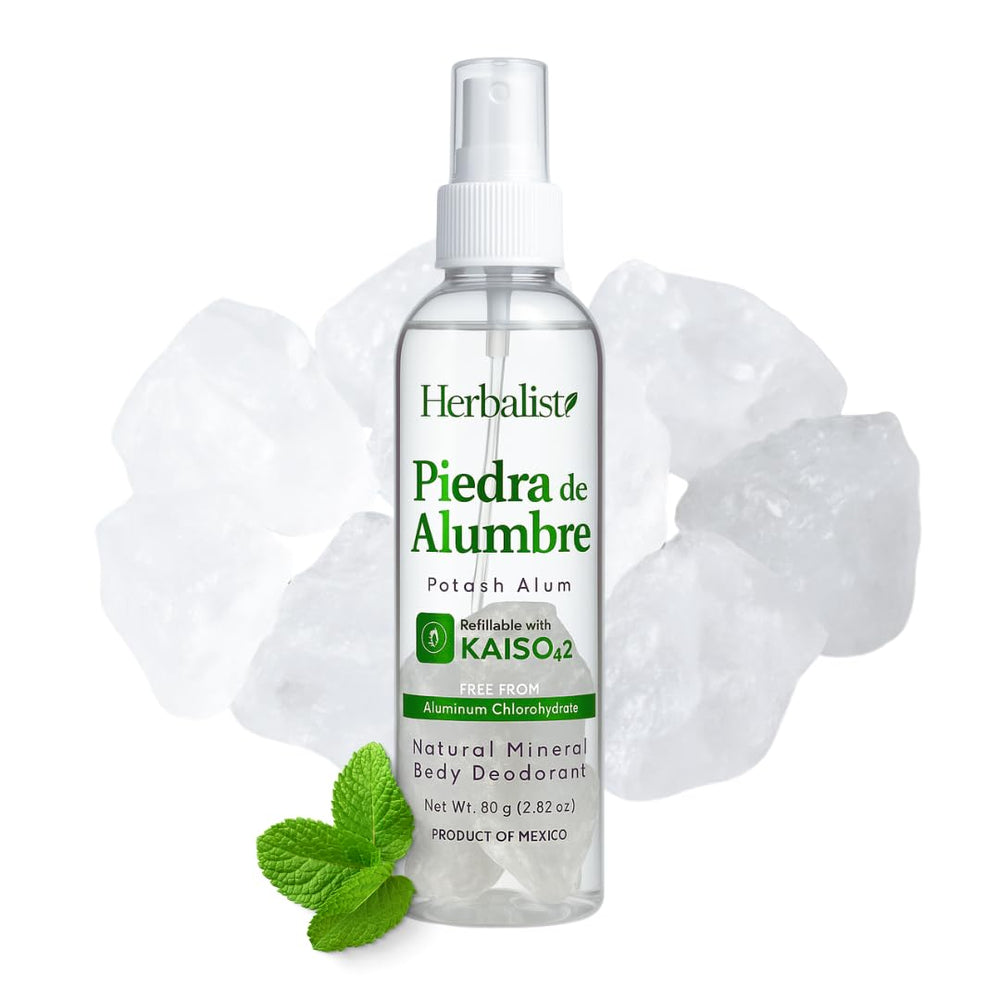 Herbalista refillable bottle with water demonstrates sustainable, long-lasting use.