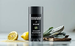 Herban Cowboy Cedar-Mandarin-Black-Pepper scent deodorant provides daily freshness.
