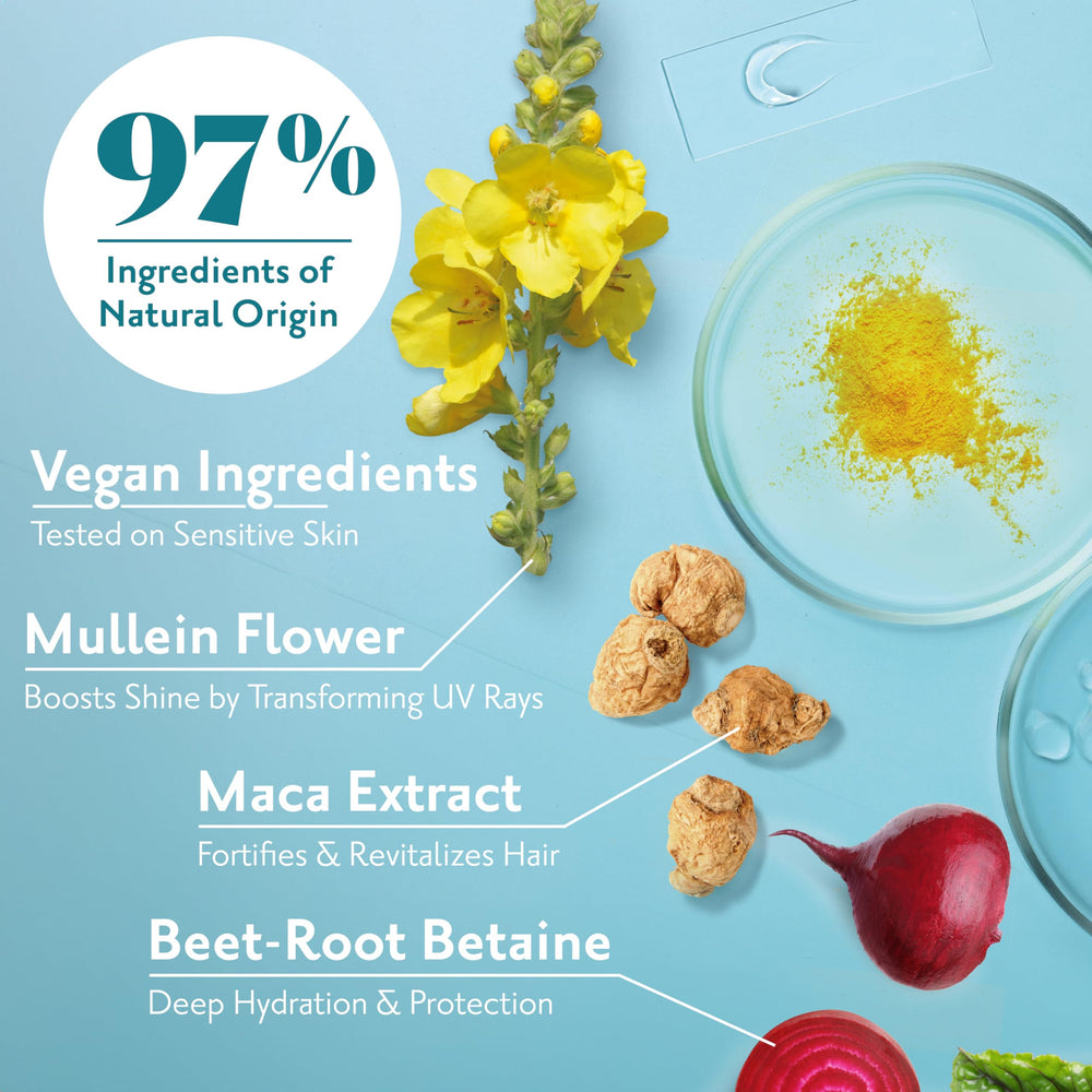 Herbatint Hydrate Shampoo maca extract close-up demonstrates strand protection