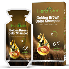 Herbishh Golden Brown Shampoo bottle for easy gray coverage