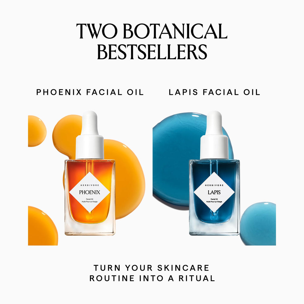 HERBIVORE Balance + Renew packaging box showing the two-oil skincare set for a balanced routine.