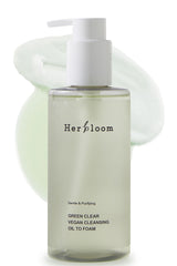 Herbloom Green Clear cleansing oil bottle and pump for easy, gentle daily cleansing.