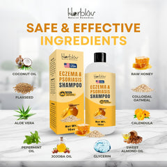 Herblov eczema shampoo USA-made packaging highlighting natural ingredients