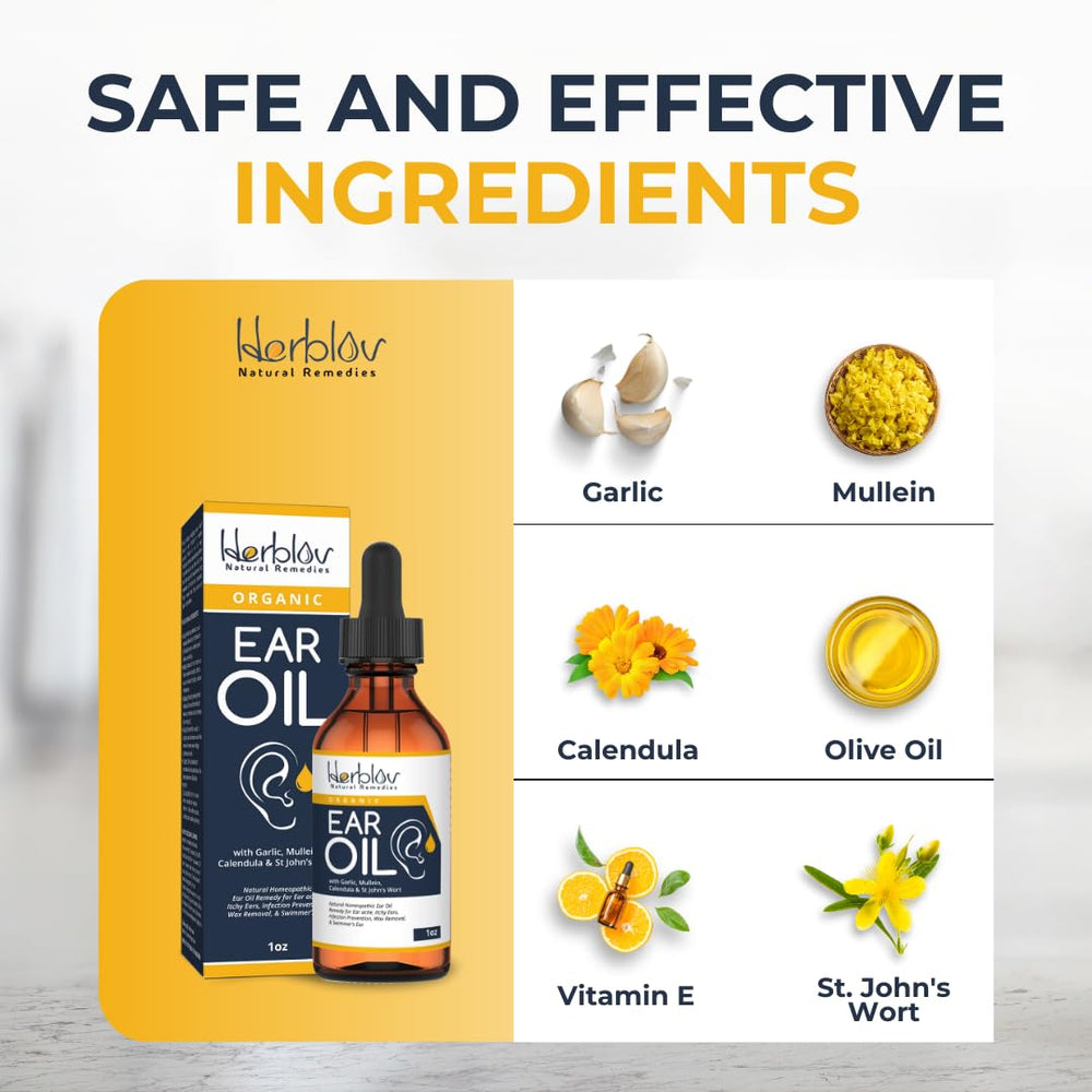 Herblov family-friendly ear oil suitable for babies to adults.