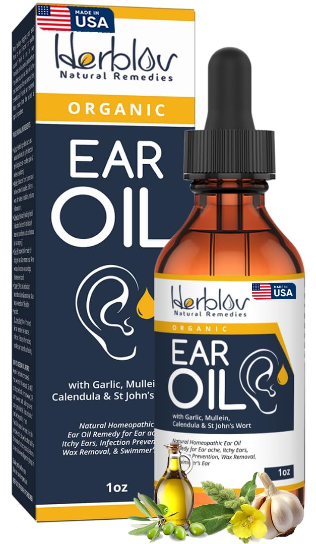 Herblov Organic Ear Oil bottle for gentle ear care and wax removal.