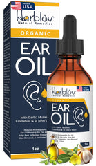 Herblov Organic Ear Oil bottle for gentle ear care and wax removal.