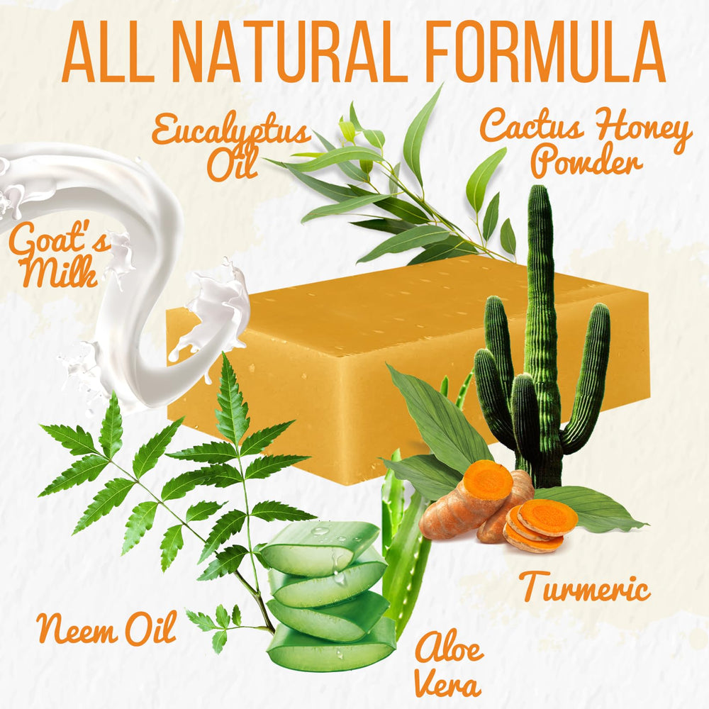 Herblov turmeric soap bar USA-made badge signals quality and purity.