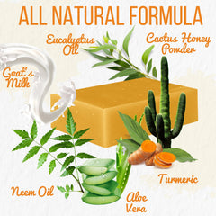 Herblov turmeric soap bar USA-made badge signals quality and purity.