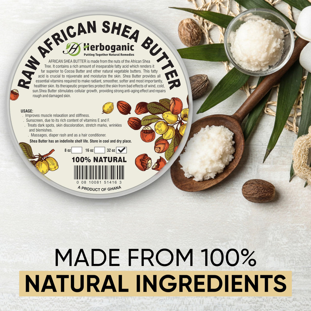 HERBOGANIC Shea Butter ivory color close-up highlights pure, unrefined quality.