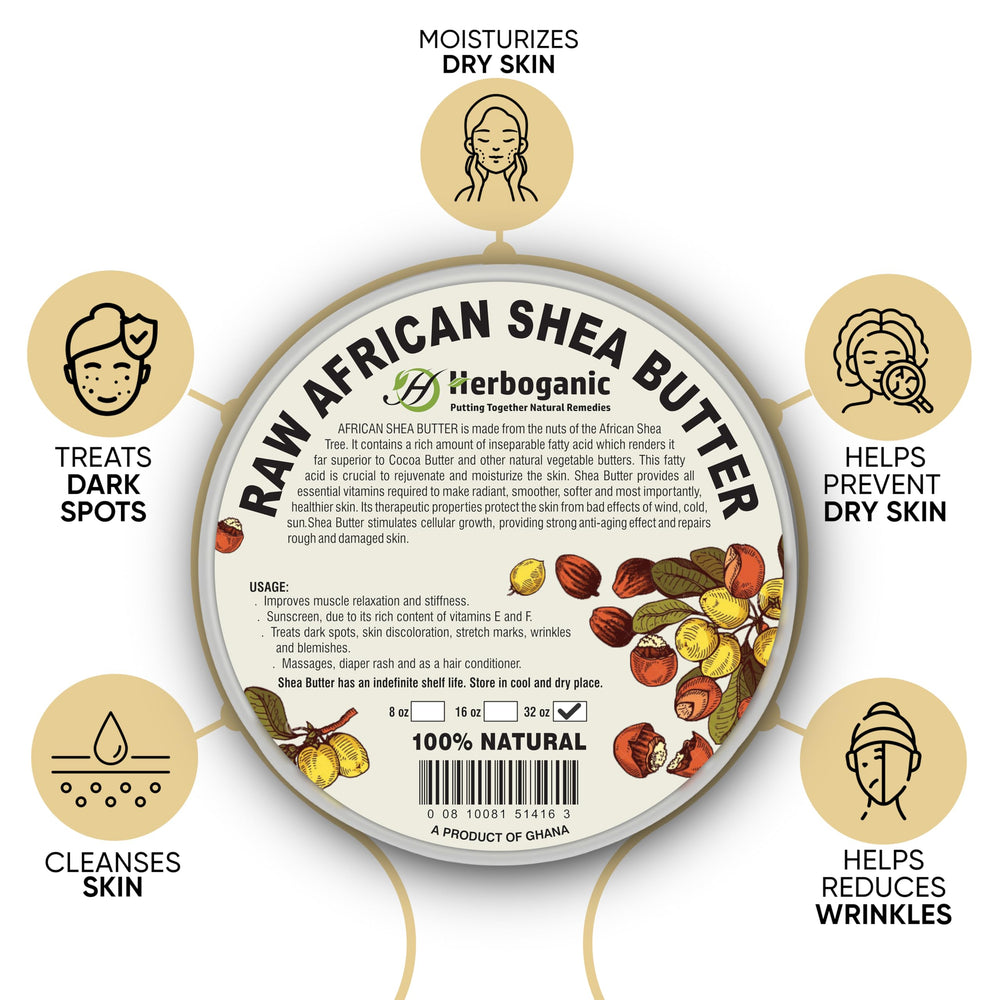 HERBOGANIC Shea Butter raw texture closeup reveals natural, creamy consistency.