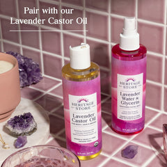 HERITAGE STORE bedtime routine mist being used for nightly relaxation