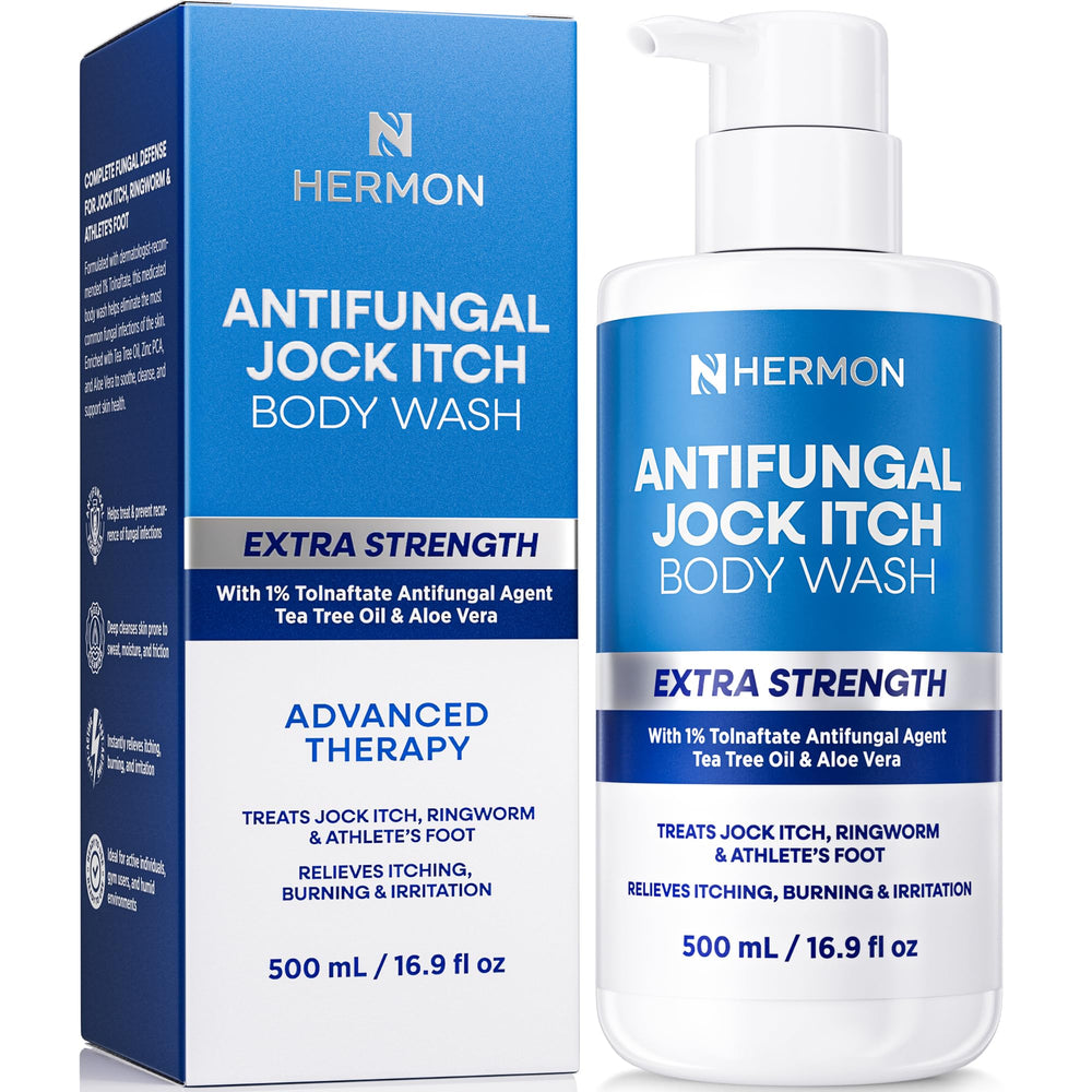 Hermon Antifungal Body Wash bottle front for everyday use and antifungal support