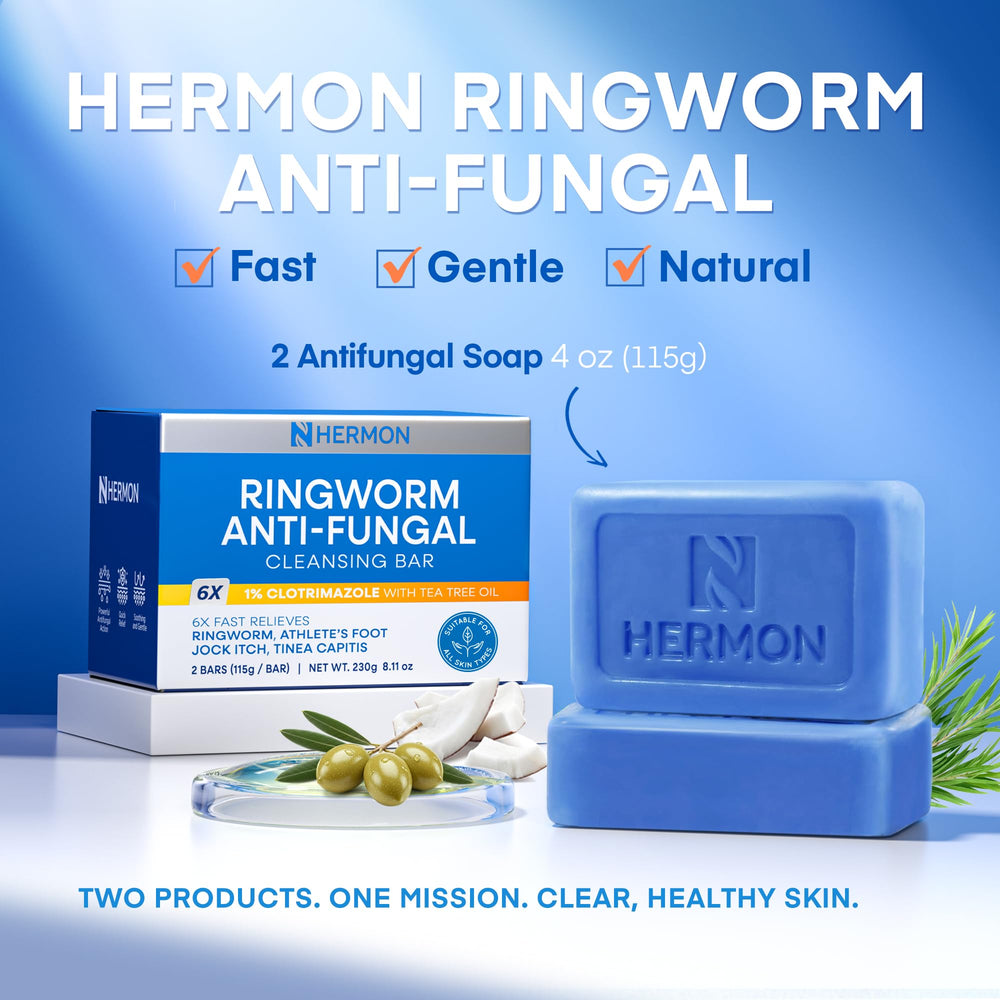 Hermon ceramide-infused soap close-up reinforces skin barrier support.