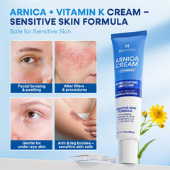 Hermon Arnica Bruise Cream Vitamin K label close-up supports skin