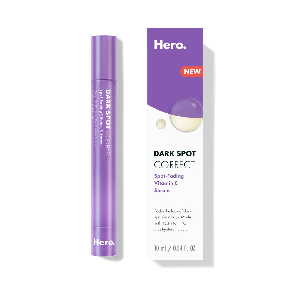 Hero Cosmetics Dark Spot Correct bottle delivers 15% vitamin C for post-blemish marks.