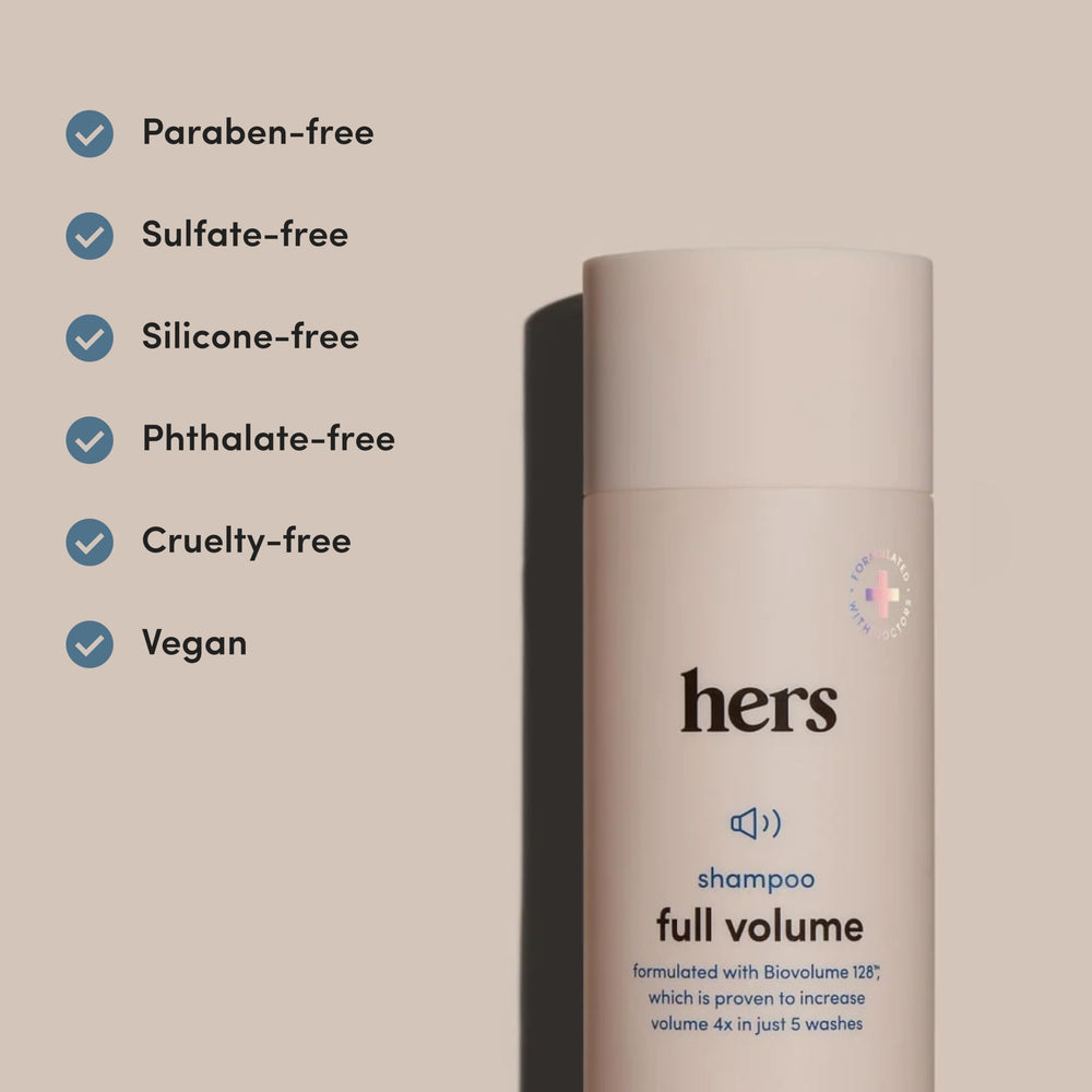 hers Full Volume Shampoo Coastal Cedar Citron label close-up