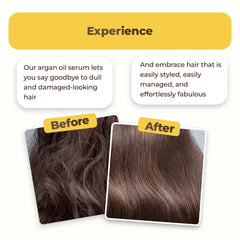 Hair with smooth finish after applying HerStyler Advanced Argan Oil Serum
