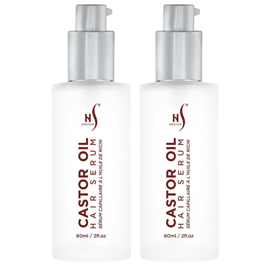 HerStyler Castor Oil Hair Serum bottle delivering lightweight hydration.
