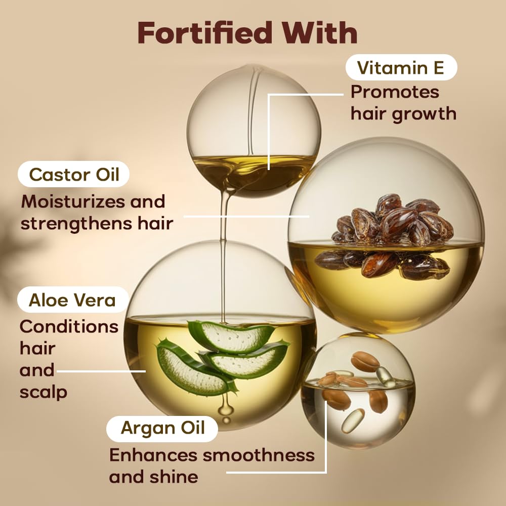 HerStyler Castor Oil Hair Serum on hair delivers smooth texture.