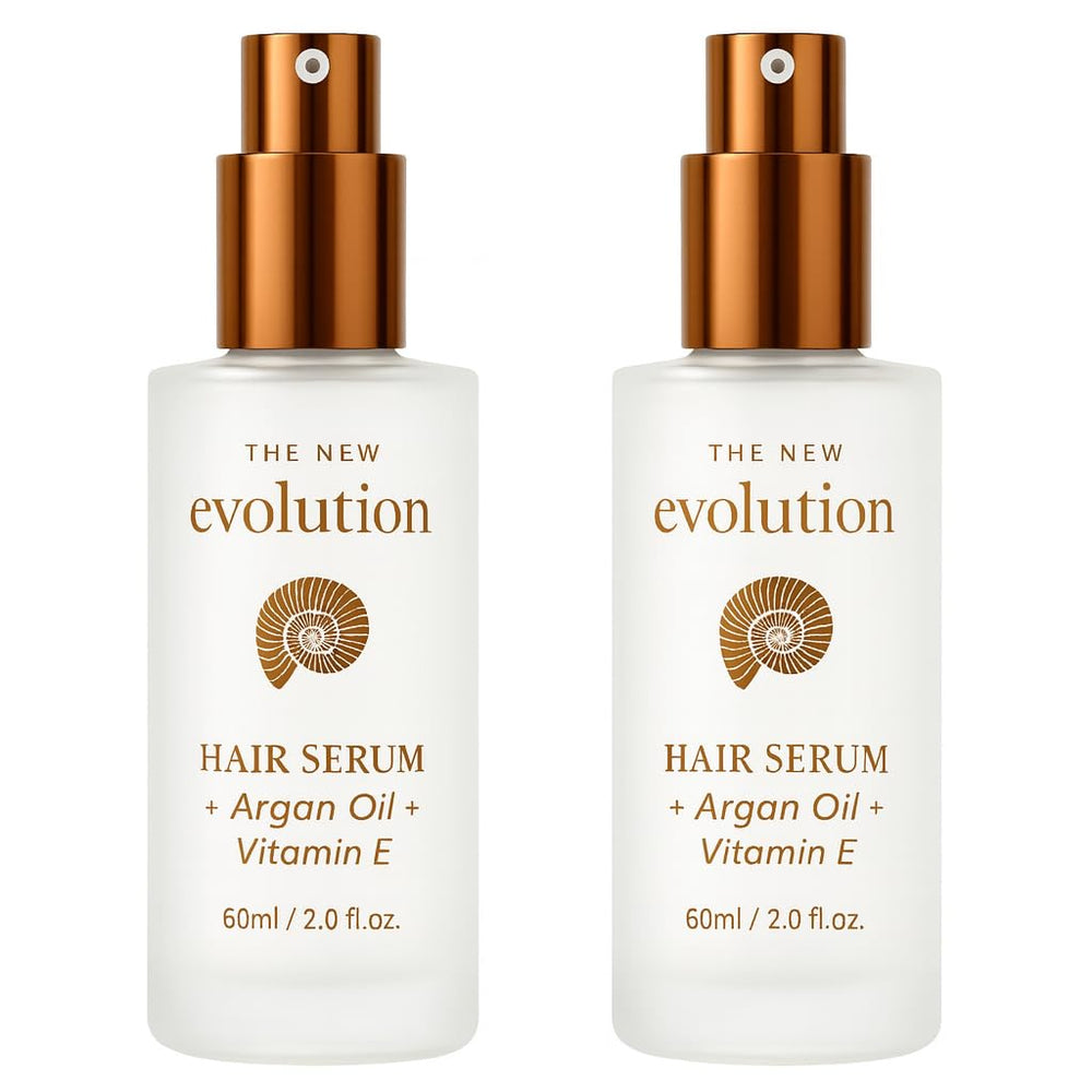 HerStyler Evolution Argan Oil Serum bottle adds shine to dry hair.