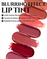 HEVVYMAKEUP Blurring Effect Lip Tint lips swatch Sweet Rosy for buildable color.