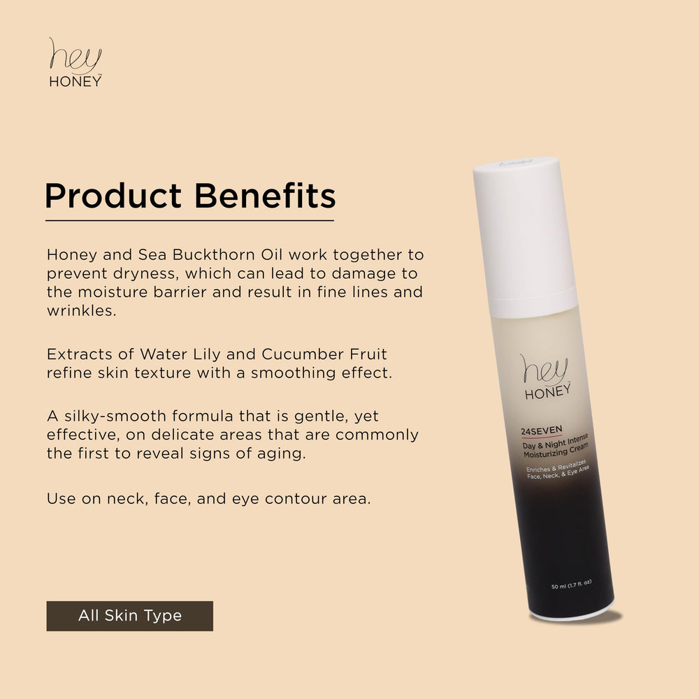 Hey Honey 24Seven anti-aging formula texture close-up highlights smoothing properties.