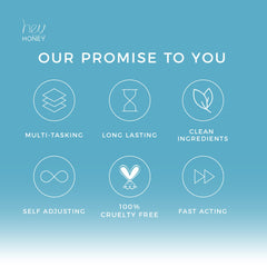 Hey Honey Be Clear ingredients label featuring skin-friendly, clean components.
