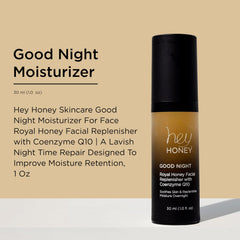 Hey Honey night cream nourishes overnight for soft, balanced skin.