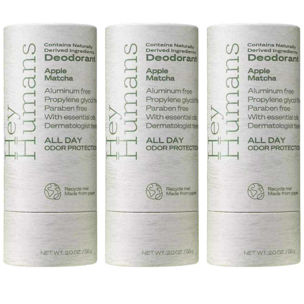 Hey Humans Apple Matcha deodorant bottle with all-day freshness shown