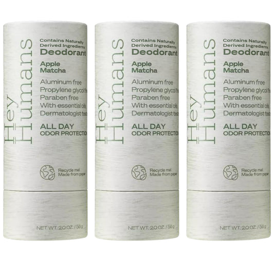 Hey Humans Apple Matcha deodorant bottle with all-day freshness shown