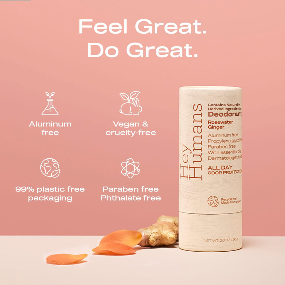 Hey Humans deodorant ingredients show vitamin E and shea butter for gentle care.