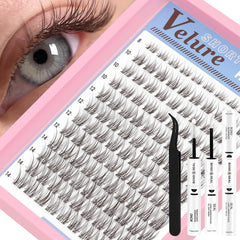 HEYWINK Velure Brown lash clusters kit contents for at-home salon results