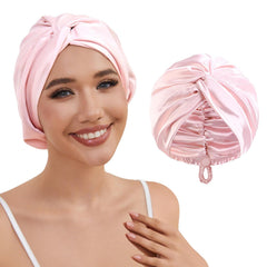 HFRHTGY silk satin hair bonnet pink with adjustable back protects hair during sleep
