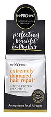 Hi-Pro-Pac Extremely Damaged Hair Intense Protein Treatment bottle close-up highlighting repair and conditioning benefits.