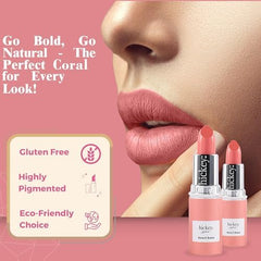Hickey Lipstick Refill Beach Babe Coral plush texture under lighting.