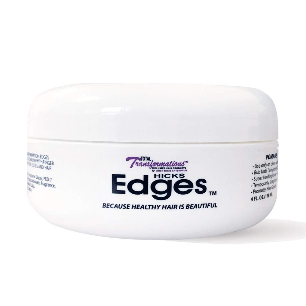 Hicks Total Transformations Edges Pomade sleek back style showcasing control and finish