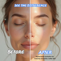 Hicream Hydration focus shot highlights moisturized, healthy-looking skin.