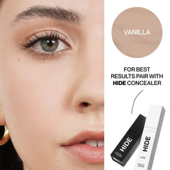Hide Liquid Foundation Vanilla base for skin tone, suitable for face and body coverage.