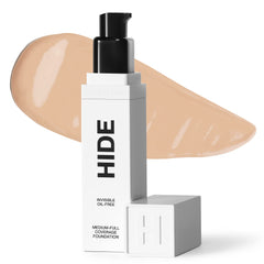 Hide Premium Liquid Foundation Almond bottle shows a color-matched shade for natural coverage