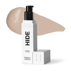 Hide Premium Liquid Foundation bottle with front view showing natural finish