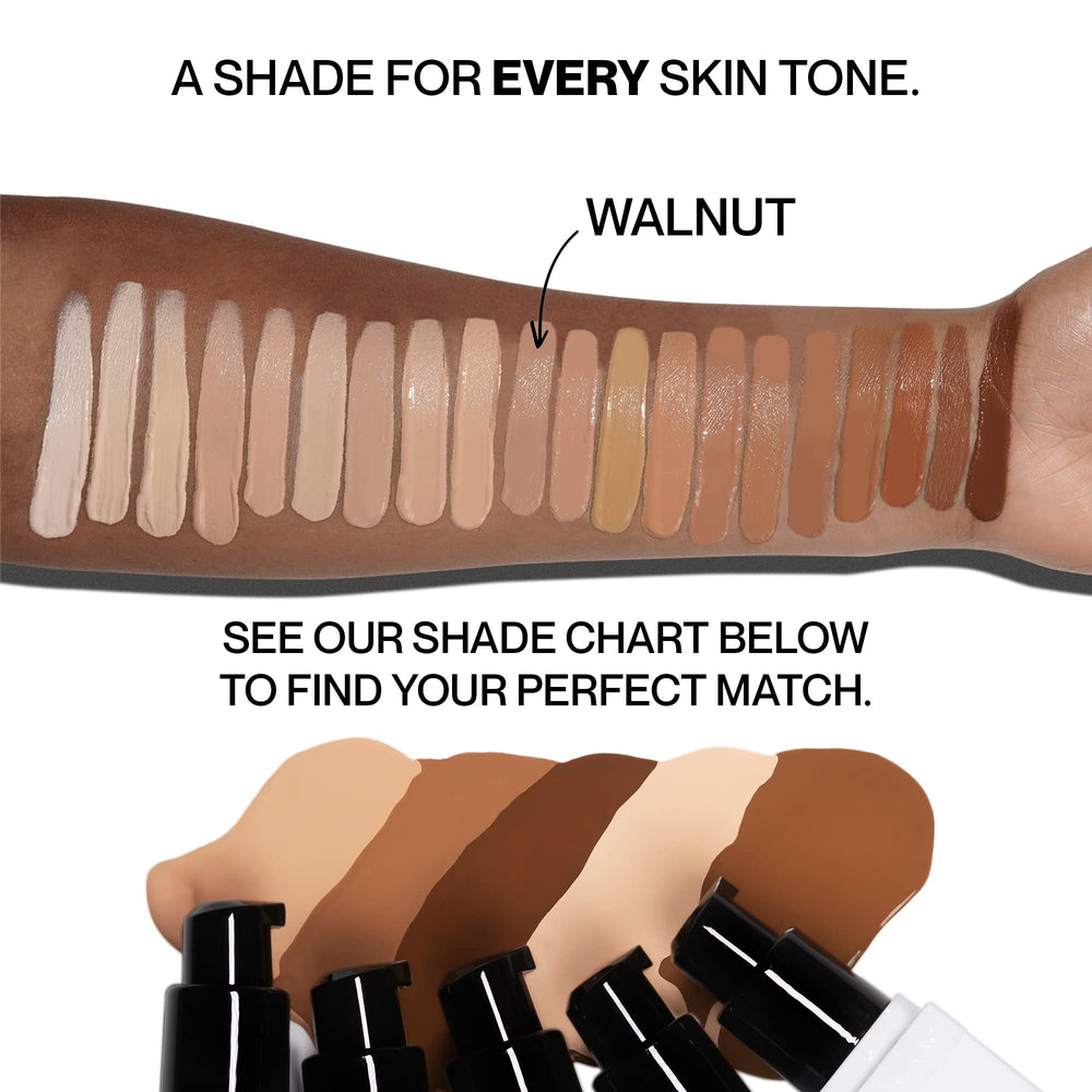 HIDE Premium Liquid Foundation shade finder graphic helps select the right hue.