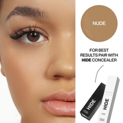 Hide Premium Liquid Foundation shade finder image highlights perfect color matching.