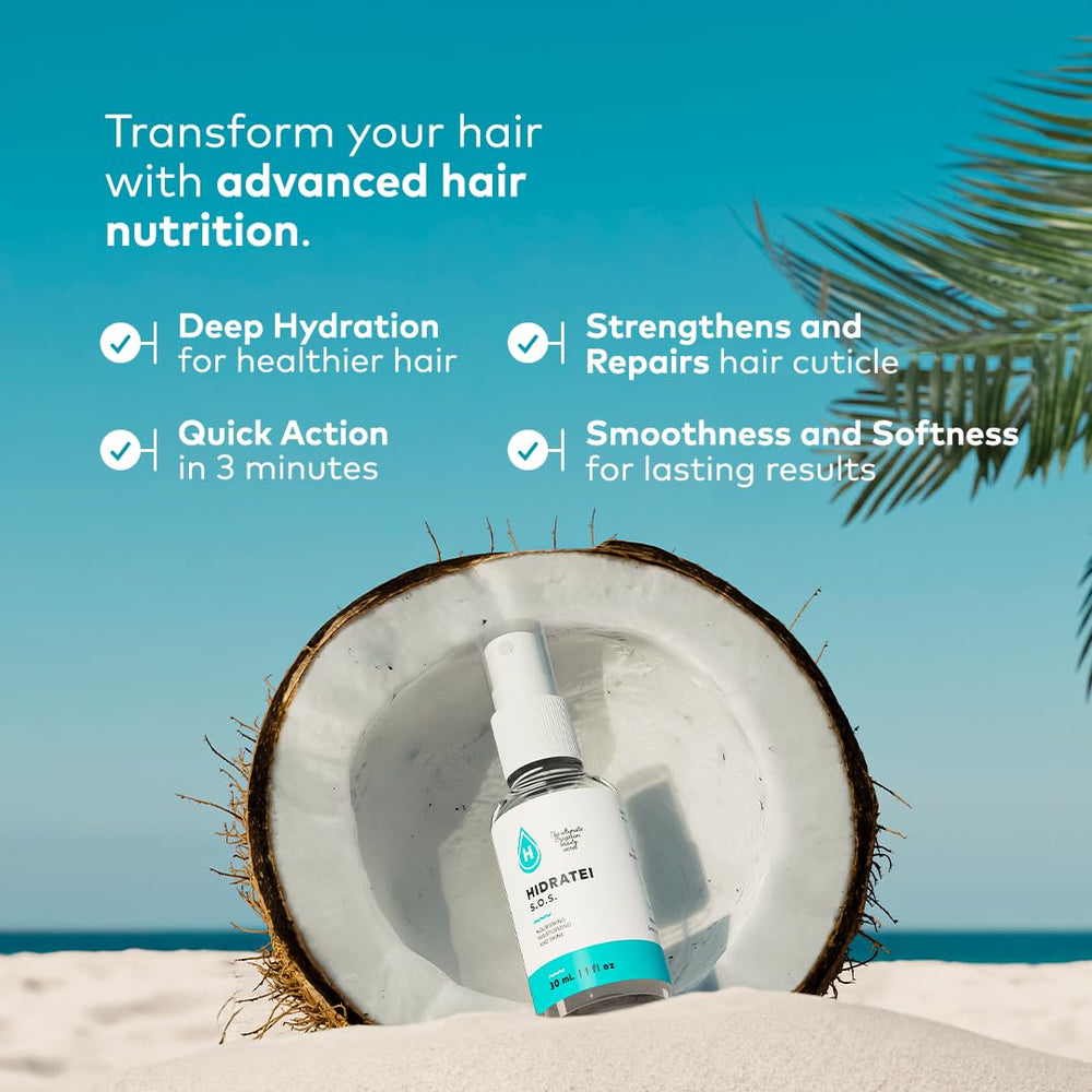Hidratei SOS Hair Serum on wet hair showing cuticle sealing