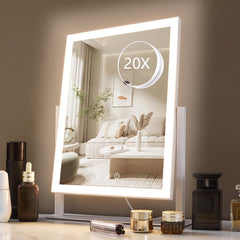 HIEEY lighted makeup mirror with Hollywood vanity lights for precise makeup application.