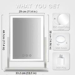 HIEEY sensor touch control on mirror for easy on/off and brightness.