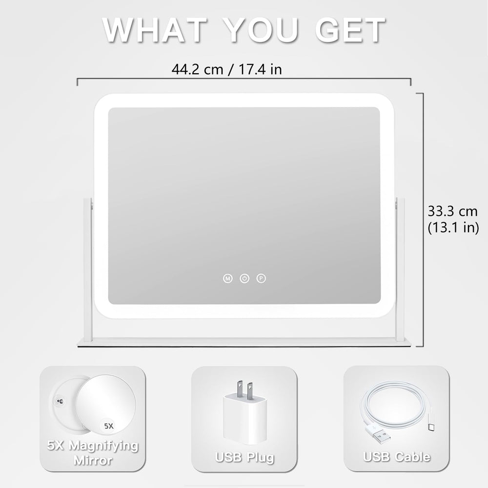 HIEEY vanity mirror 360-degree rotation allows viewing from any angle