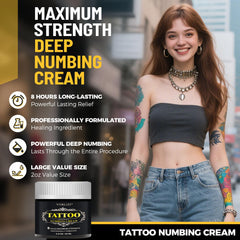 HIEKERS extra-strength tattoo numbing cream jar for extended comfort during procedures.