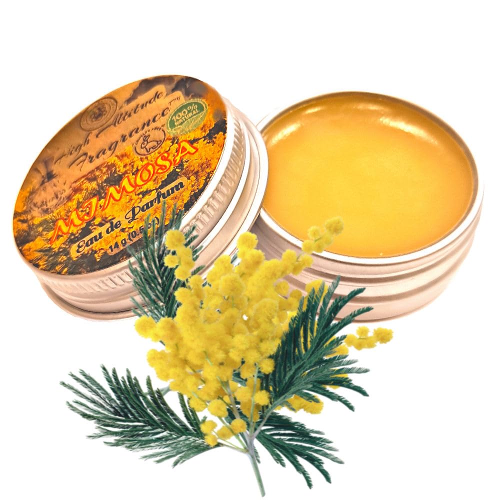 HIGH ALTITUDE ORGANICS Mimosa solid perfume top view for on-the-go scent