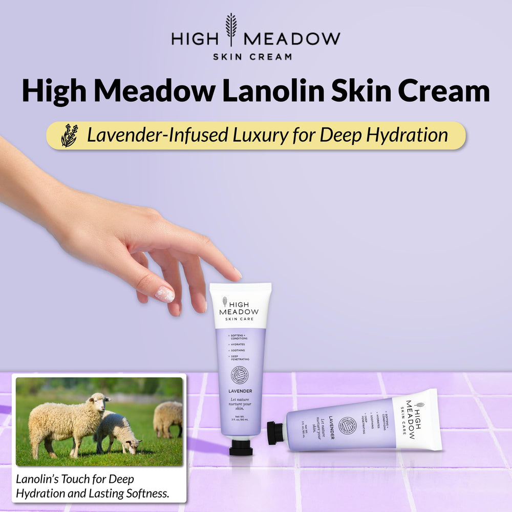Close-up of High Meadow Lanolin Skin Cream texture for deep hydration