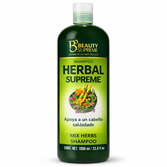 HIGH SUPREME Herbal Shampoo bottle front view for all hair types, gentle daily cleansing.